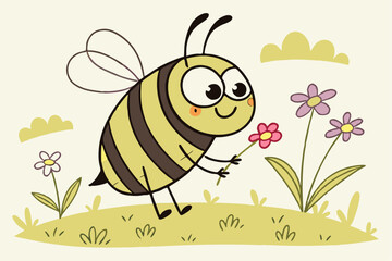 Cartoon bee illustration for children products