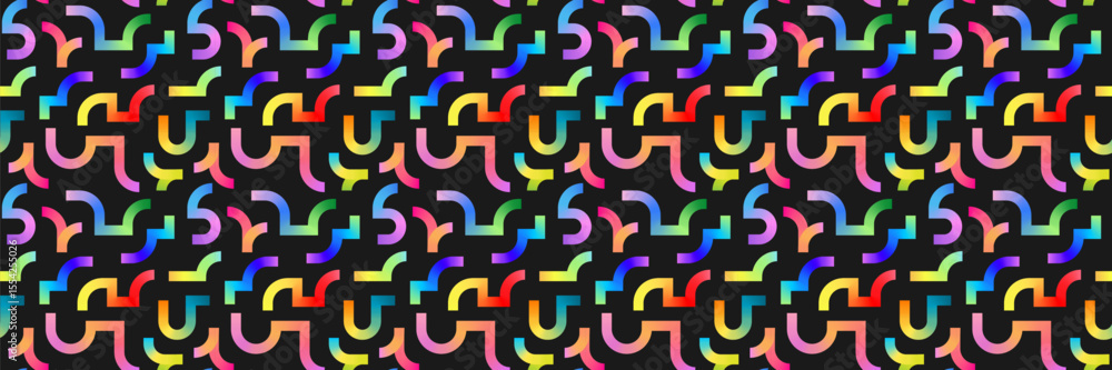 Aufkleber seamless pattern with geometric rainbow gradient lines on black background