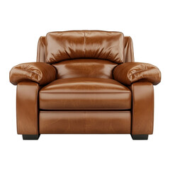 Comfortable Brown Leather Armchair with Plush Cushions for Cozy Living Room Decor Relaxation and Style