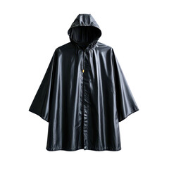 Stylish Black Rain Poncho with Hood for Outdoor Activities and Weather Protection
