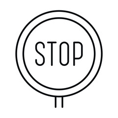 Linear icon of a road sign Stop for designs dedicated to traffic rules and road safety