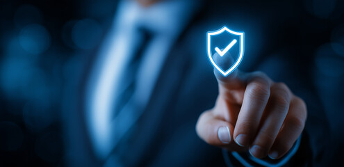 Quality management with Quality Assurance or QA and Quality Control or QC and improvement. Standardization and certification concept. Compliance to regulations and standards. Concept with manager.