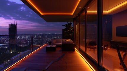 Fototapeta premium led lighr room led bedroom waterfall in led light luxirious interior for houses