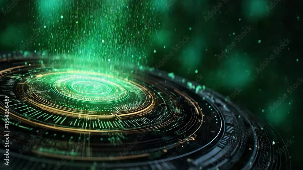 Aufkleber blueprint alpha layer futuristic abstract design with green light and circles of energy