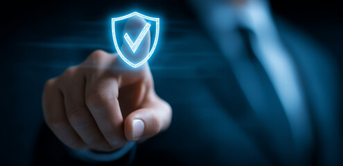 Quality management with Quality Assurance or QA and Quality Control or QC and improvement. Standardization and certification concept. Compliance to regulations and standards. Concept with manager.