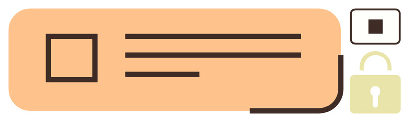 Login form with input fields, button, and lock icon for security. Ideal for authentication, privacy, digital safety, data encryption, access control login process secure transactions. Simple flat