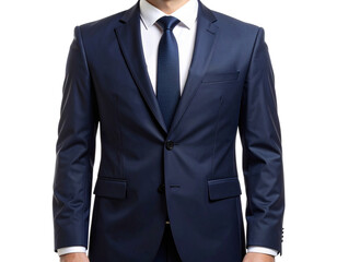  Formal Business Suit with White Shirt and Tie, Front View, isolated on transparent background