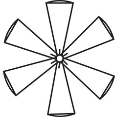 Vector Illustration of Modern Fancy Ceiling Fan with 6 Blades, Stylish Home Appliance for Air Circulation, Cooling and Ventilation, Decorative Design for Modern Interiors"

