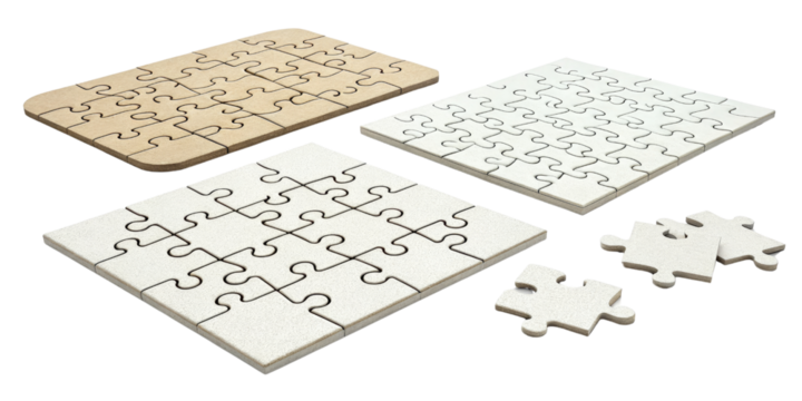 3D Render of Beige and White Jigsaw Puzzles Isolated on Transparent Background, Puzzle Pieces, Problem Solving, Jigsaw, Puzzle, Solution
