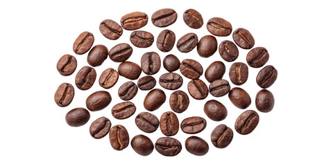 Obraz premium Coffee Beans Circle Composition Isolated on Transparent Background, coffee, beans, aroma, coffee beans, circle, food