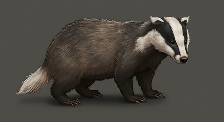 Obraz premium European Badger Illustration Detailed Digital Painting of a Badger