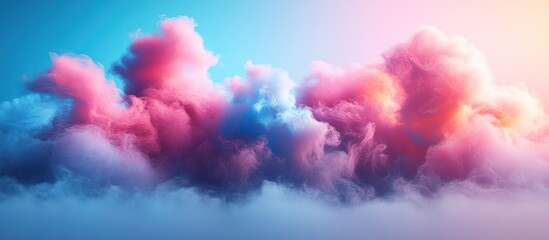 Fototapeta premium Dreamy Pastel Cloudscape: A breathtaking vista of pastel-hued clouds, painted in shades of pink, blue, and orange, evokes a sense of ethereal beauty and whimsical wonder.