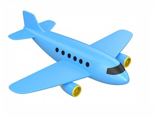 Naklejka premium Playful Blue Airplane: A Cartoonish 3D Render