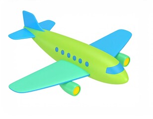 Fototapeta premium Playful Green Airplane: A Cartoonish 3D Render