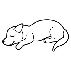 Cute cartoon puppy sleeping peacefully with eyes closed and a happy expression