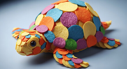 Colorful Felt Turtle A Whimsical 3D Art Creation