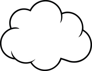 Outlined Cartoon Cloud with Fluffy Rounded Edges