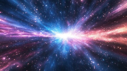Fototapeta premium Cosmic Convergence: A mesmerizing journey through a vibrant nebula, where cosmic dust and stellar energy converge in a dazzling display of celestial light.
