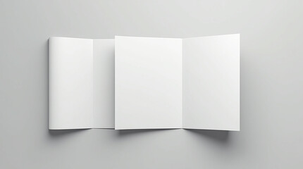 Fototapeta premium Blank white three fold brochure isolated on white background