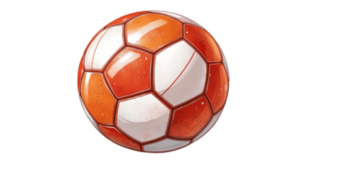 Orange and White Soccer Ball Egg Design, Isolated on Transparent Background, Digital Illustration, Sport Theme, Soccer ball, Easter egg, illustration