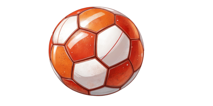 Orange and White Soccer Ball Egg Design, Isolated on Transparent Background, Digital Illustration, Sport Theme, Soccer ball, Easter egg, illustration