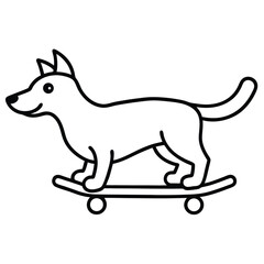 Cute cartoon dog riding a skateboard in a playful and energetic manner