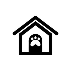 Pet house icon in minimalist style with white background for pet care and home design