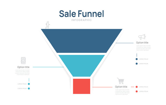 funnel Sales Infographic diagram template for business. Modern Timeline 3 steps Tunnel, presentation vector infographics.