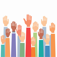 Obraz premium Diverse Hands Raised in Unity A Vector Illustration of Collaboration and Participation