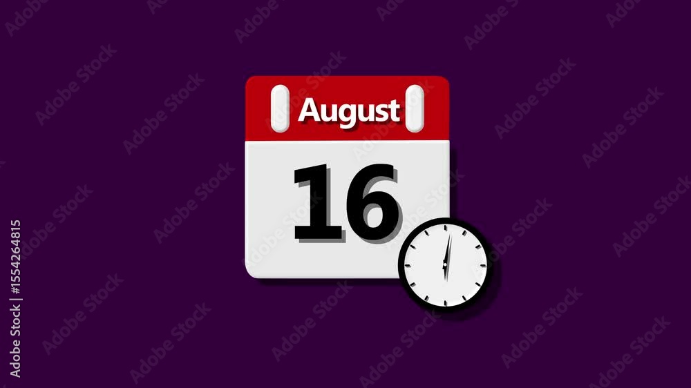 Poster august month calendar symbol icon animation . increase your productivity with the help of calendar .