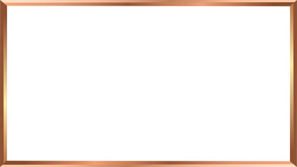 Shiny bronze metal gradient frame border on transparent background vector illustration