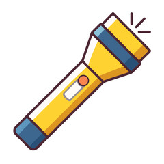 Bright yellow flashlight with blue accents and on button