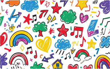 Colorful Children's Doodle Art Background
