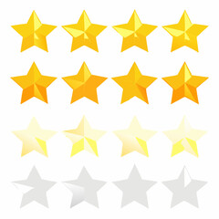 A set of golden yellow stars and fading stars for rating systems