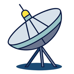 Stylized illustration of a satellite dish receiving signals from space
