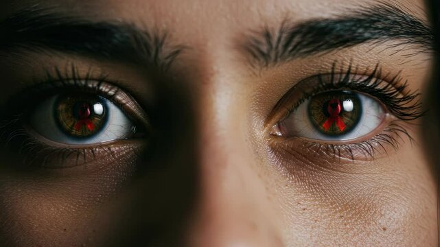 Intense Gaze: A Detailed Close-Up of Human Eyes with Vibrant Detail and Dramatic Lighting