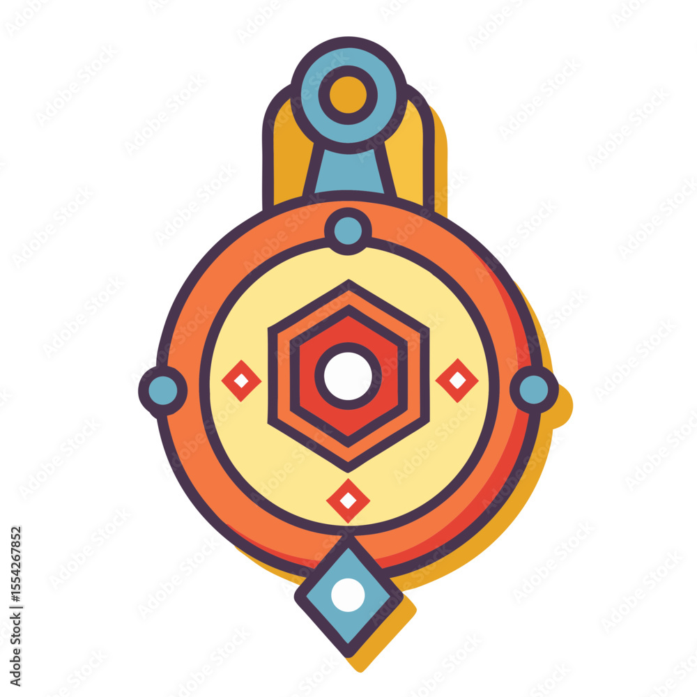 Poster abstract geometric symbol with circular and hexagonal elements