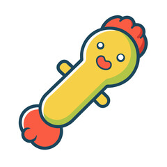 Cute cartoon chicken leg shaped toy with friendly face