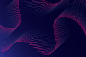 Abstract glowing wave lines on dark blue background. Dynamic wave pattern. Modern flowing wavy lines. Futuristic technology concept.