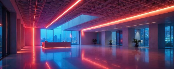 Sleek, modern architectural lighting structure with integrated LEDs, offering ambient illumination Perfect for contemporary interiors, offices, or public spaces , modern design, home