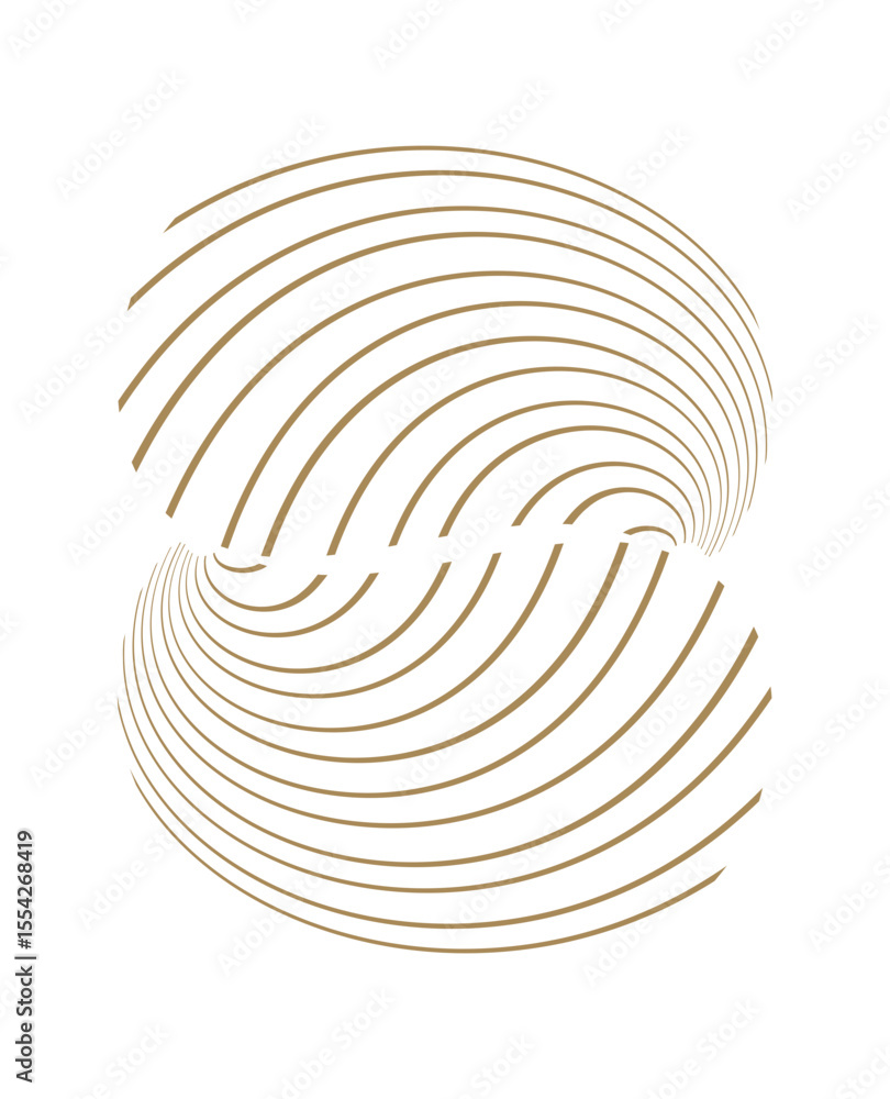 Poster abstract circular lines pattern in beige isolated