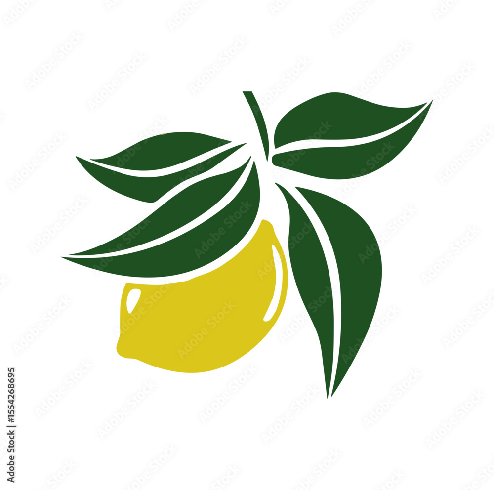 Poster lemon branch vector botanical design element