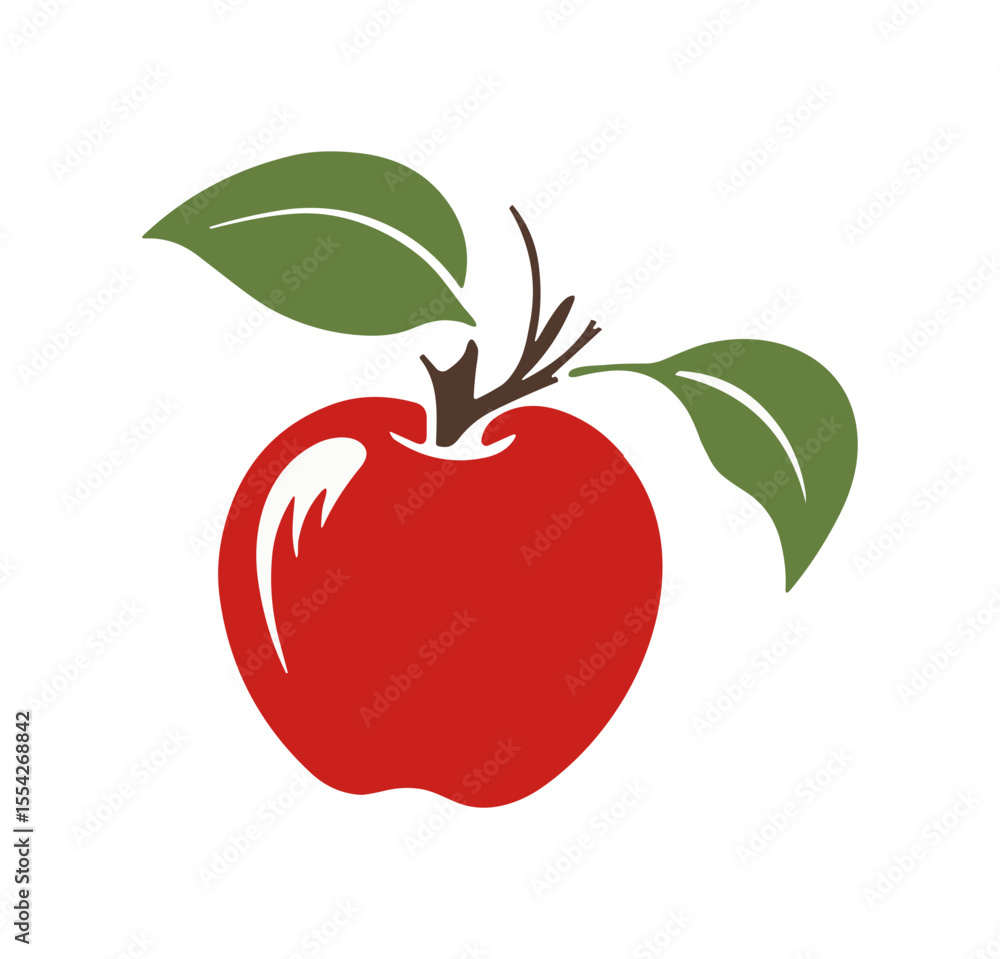 Poster red apple with leaves vector design element icon