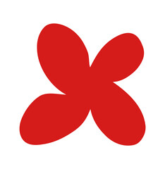 Red Botanical Shape Isolated on White Background