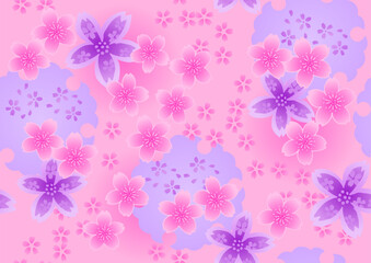Cute cherry blossom pattern seamless vector material pink perple spring summer  可愛い桜柄 シームレスベクター素材 ピンク 紫 春 夏