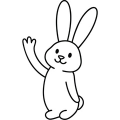 Cute cartoon bunny waving hello with a friendly smile and long ears