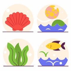vector illustration of sea beach items