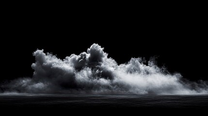 White smoke cloud isolated on black background.