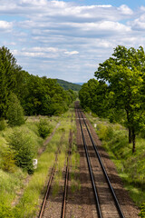 Railway passing through the Sudeten Mountains in Poland, Nowa Ruda.