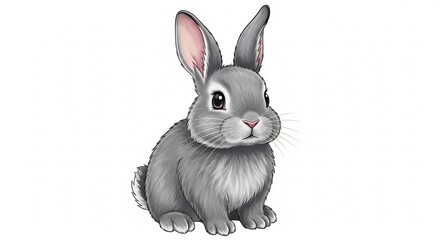 white rabbit on white background